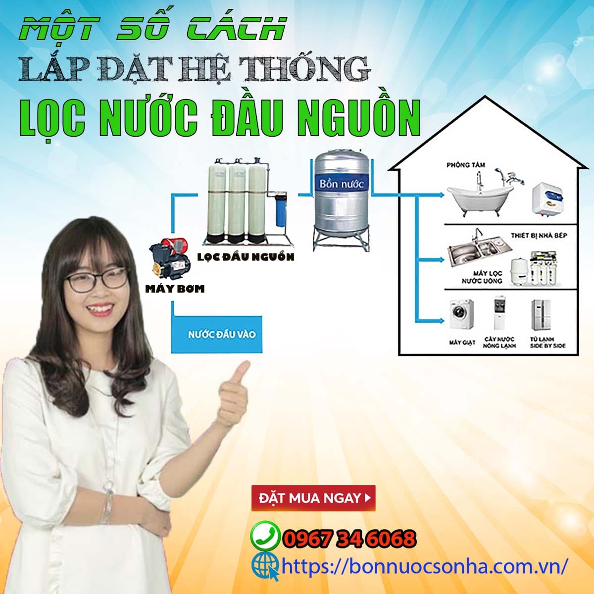 cách lắp bình lọc nước thô